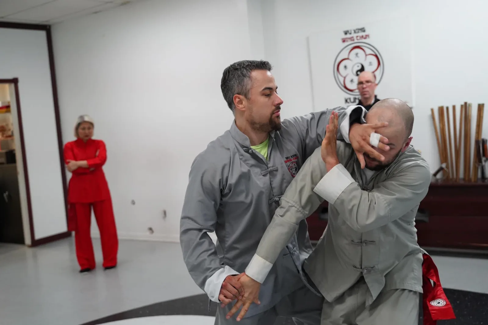 Exercice à deux lors d'un cours privé de Wing Chun